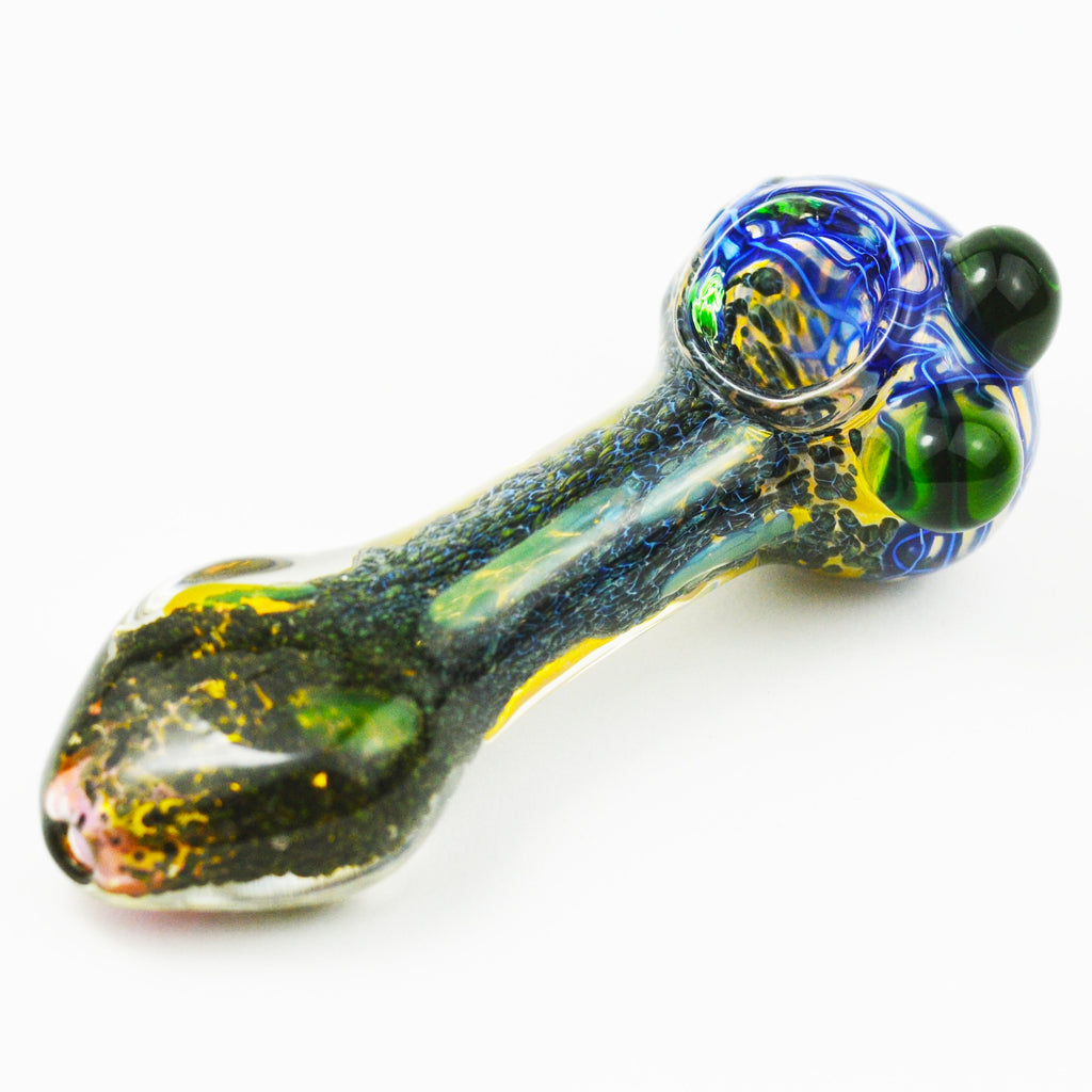 Glass Hand Pipe Fumed Bark With Color Dots Spoon Hand Pipe