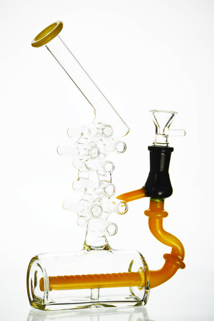 Water Pipe, Mini Inline Percolator Water Pipe w/ Quad Dots