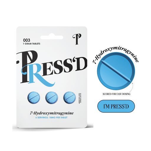 Pressd 7 Hydroxy 18mg Kratom Tablets 3ct Blister Pack (Blue) - Toker Supply