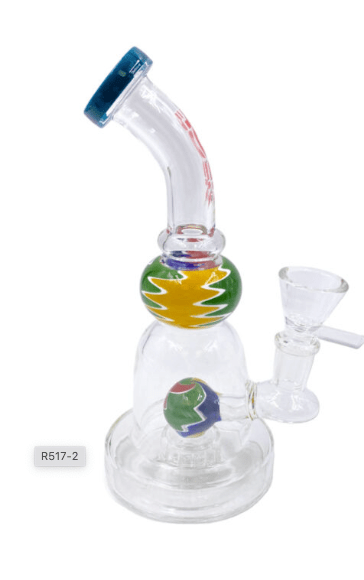 Rock Glass 7'' Double Wig Wag Art Bong - Toker Supply